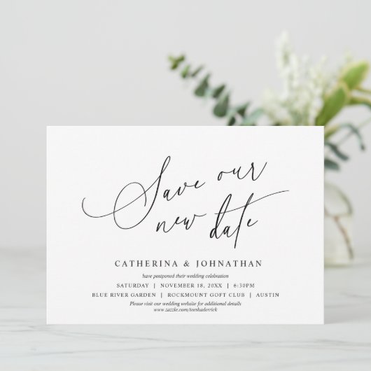 Minimalistisch, Rett unseres neuen Datums, Datum ä Einladung (Stehend Vorderseite)