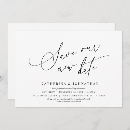 Minimalistisch, Rett unseres neuen Datums, Datum ä Einladung (Vorne/Hinten)