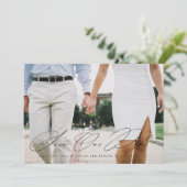 Minimalistisch Rettete unsere Datumskarte in Schwa Einladung (Stehend Vorderseite)