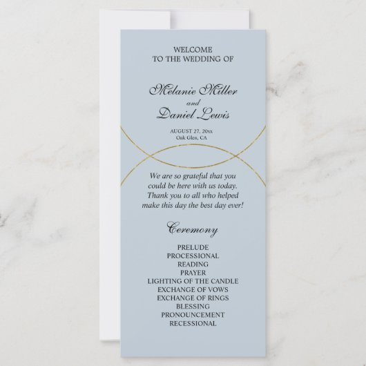 Minimalistisch Rings-Hochzeitsprogramm (Vorderseite)