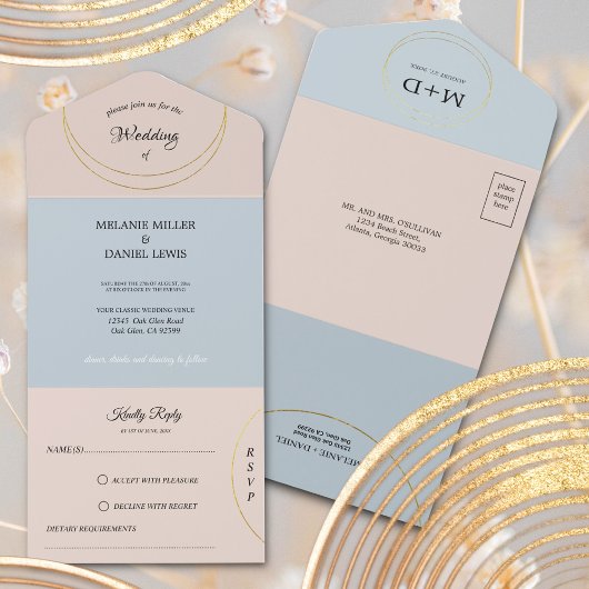 Minimalistisch Rings Wedding All In One Einladung