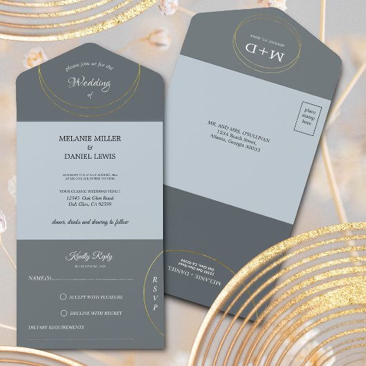 Minimalistisch Rings Wedding All In One Einladung