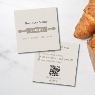 Minimalistisch Roller Bakery Neutral Quadratische Visitenkarte