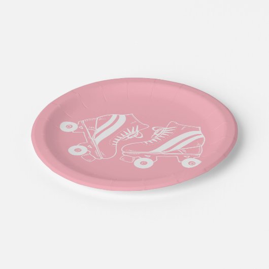 Minimalistisch Roller Skate Derby Skaten Pink Pappteller (Schrägansicht)