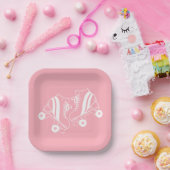 Minimalistisch Roller Skate Derby Skaten Pink Pappteller (Party)