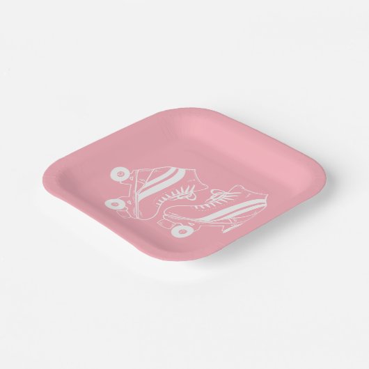 Minimalistisch Roller Skate Derby Skaten Pink Pappteller (Gewinkelt)