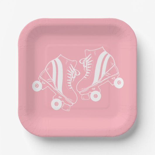 Minimalistisch Roller Skate Derby Skaten Pink Pappteller (Vorderseite)