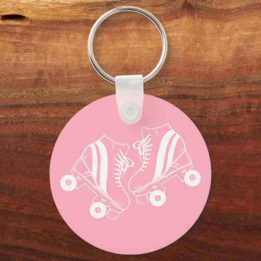 Minimalistisch Roller Skate Derby Skaten Pink Schlüsselanhänger (Rückseite)