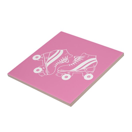 Minimalistisch Roller Skate Roller Skaten Pink Fliese (Seite)