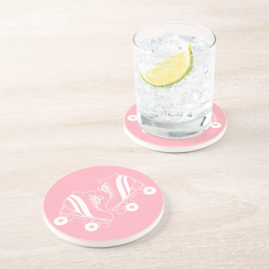 Minimalistisch Roller Skate Roller Skaten Pink Getränkeuntersetzer (Seite)