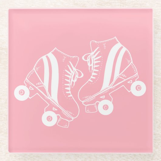 Minimalistisch Roller Skate Roller Skaten Pink Glasuntersetzer (Vorderseite)
