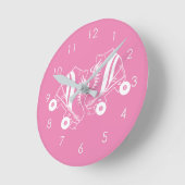 Minimalistisch Roller Skate Roller Skaten Pink Runde Wanduhr (Winkel)