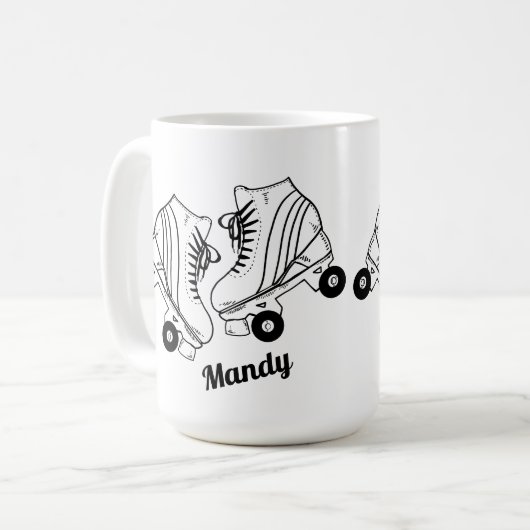 Minimalistisch Roller Skaten Zeichnend Individuell Kaffeetasse (Vorderseite Links)
