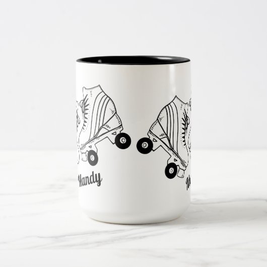 Minimalistisch Roller Skaten Zeichnend Individuell Zweifarbige Tasse (Mittel)
