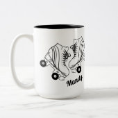 Minimalistisch Roller Skaten Zeichnend Individuell Zweifarbige Tasse (Links)
