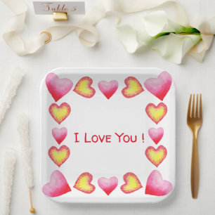 Minimalistisch Romantik I Liebe Sie Valentinstag Pappteller