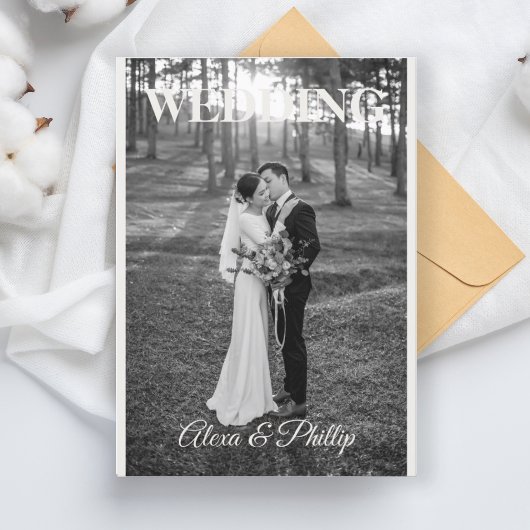 Minimalistisch-Romantische Hochzeit des Fotos Einladung