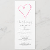 Minimalistisch Romantische Rosa Herzzeremonie Programm (Vorderseite)