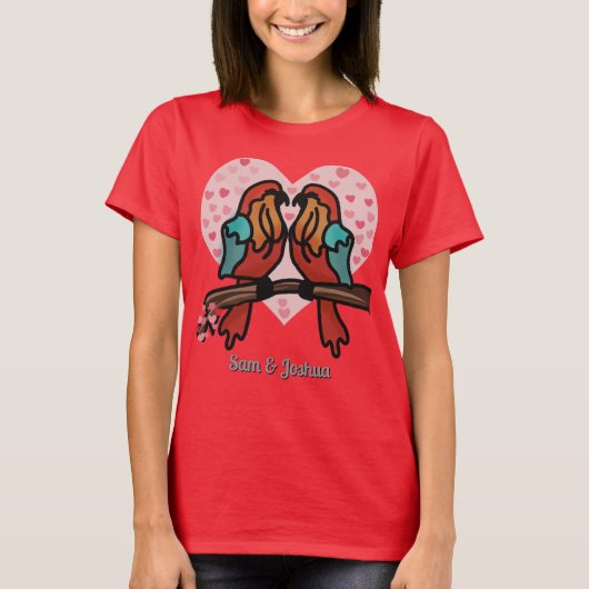 Minimalistisch-Romantische Vögel | Liebe T-Shirt (Vorderseite)