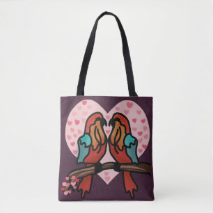 Minimalistisch-Romantische Vögel Liebe Tasche