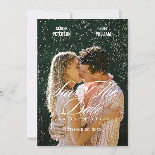 Minimalistisch Romantisches regnerisches Hochzeits Save The Date (Vorderseite)