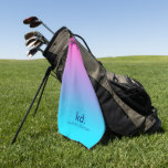 Minimalistisch rosa blaue Gradient Monogram Golfhandtuch<br><div class="desc">Ein einfaches,  minimalistisches Design mit einem blauen und rosa Farbverlauf mit einem anpassbaren Monogramm und Namen.</div>
