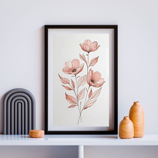 Minimalistisch rosa Blossom Botanische Kunst druck Poster