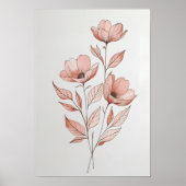 Minimalistisch rosa Blossom Botanische Kunst druck Poster (Vorne)