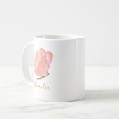 Minimalistisch rosa Blume Personalisiert Kaffeetasse (Vorderseite Links)