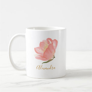 Minimalistisch rosa Blume Personalisiert Kaffeetasse
