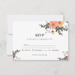 Minimalistisch rosa Blumenmuster Kindergeburtstag RSVP Karte