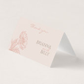 Minimalistisch-Rosa-Blumenzehen Dankeschön-Karte (Vorderseite)