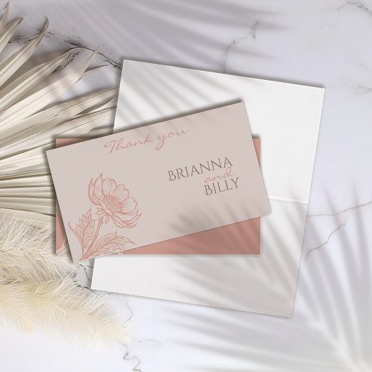Minimalistisch-Rosa-Blumenzehen Dankeschön-Karte