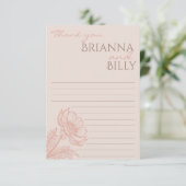 Minimalistisch-Rosa-Blumenzehen Dankeschön-Karte Dankeskarte (Stehend Vorderseite)