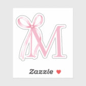 Minimalistisch rosa Bow Initialmonogramm Aufkleber (Blatt)