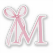 Minimalistisch rosa Bow Initialmonogramm Aufkleber (Vorderseite)