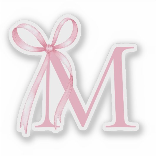 Minimalistisch rosa Bow Initialmonogramm Aufkleber (Vorderseite)