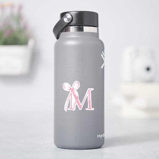 Minimalistisch rosa Bow Initialmonogramm Aufkleber (HydroFlask)