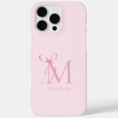 Minimalistisch rosa Bow Initialmonogramm Case-Mate iPhone Hülle (Rückseite)