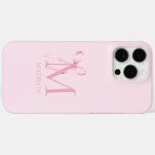 Minimalistisch rosa Bow Initialmonogramm Case-Mate iPhone Hülle (Rückseite (Horizontal))