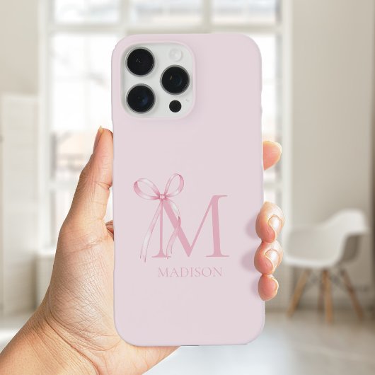 Minimalistisch rosa Bow Initialmonogramm Case-Mate iPhone Hülle