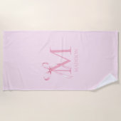 Minimalistisch rosa Bow Initialmonogramm Strandtuch (Vorderseite)