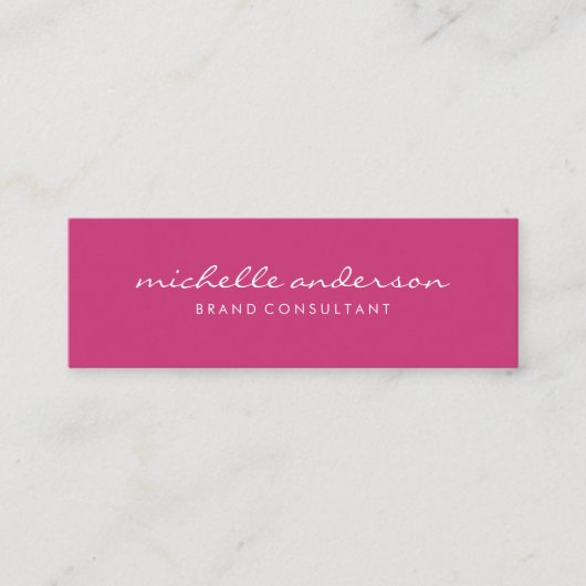 Minimalistisch rosa Cursivtext Mini Visitenkarte (Vorderseite)