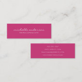 Minimalistisch rosa Cursivtext Mini Visitenkarte (Vorne/Hinten)