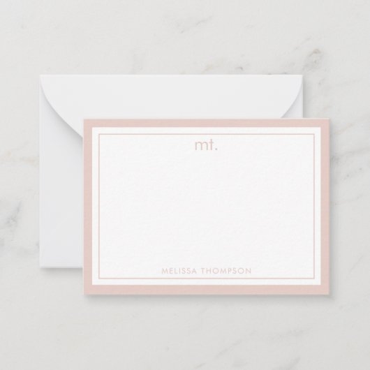Minimalistisch rosa Doppelgrenzenlose Modern Monog Mitteilungskarte (Vorderseite)