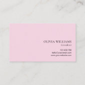 Minimalistisch rosa Einfach Beruflich Visitenkarte (Rückseite)