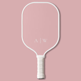 Minimalistisch-rosa-elegantes Monogramm Pickleball Schläger