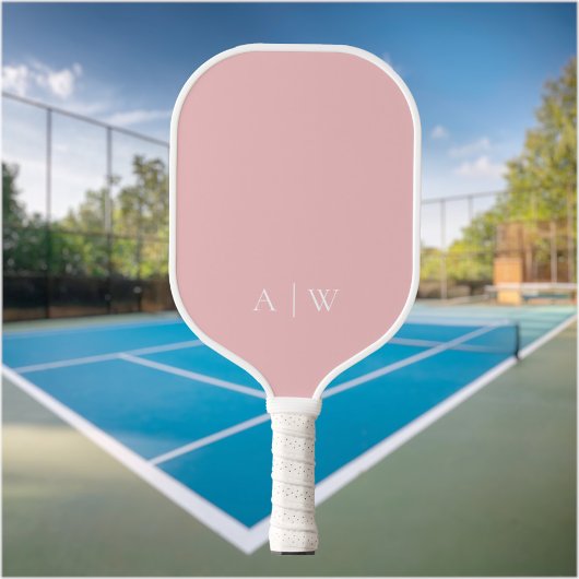 Minimalistisch-rosa-elegantes Monogramm Pickleball Schläger