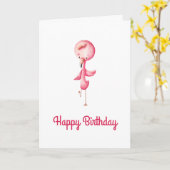 Minimalistisch-rosa Flamingo-Illustration Personal Karte (Gelbe Blume)