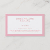 Minimalistisch rosa Grenze auf Weiß Visitenkarte (Rückseite)